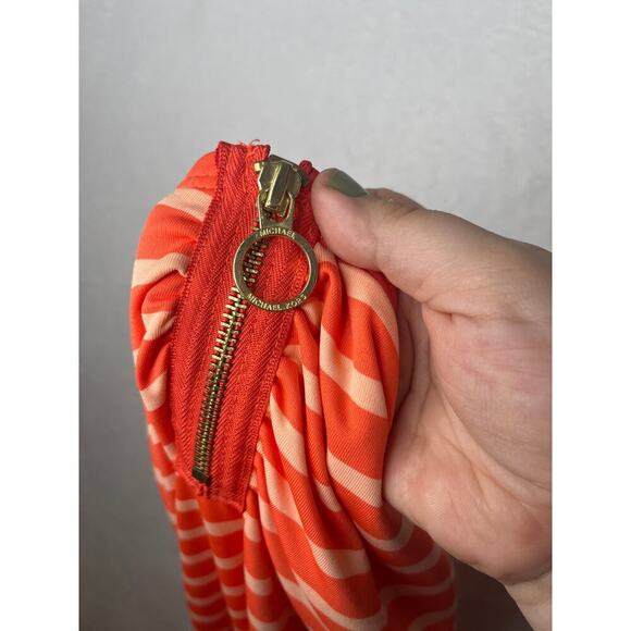 Michael Michael Kors Coral Striped Strapless ZipUp One Piece Swim Sz 8 Hamptons - Picture 4 of 10